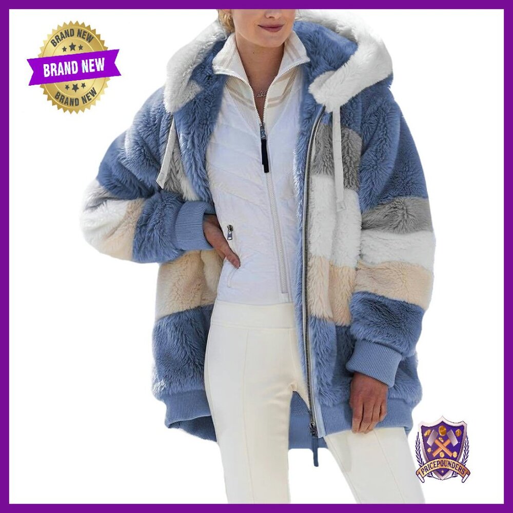 Women's Fleece Hooded Cardigan Jacket With Pockets - Cozy Winter Outerwear